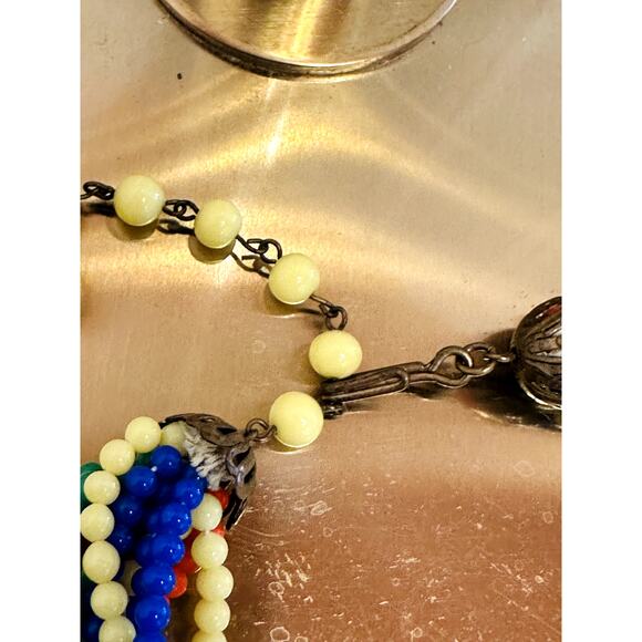 Vintage 1930s Multi Strand Necklace/Earring Set Japan Glass Beads Bright Costume - Picture 5 of 8